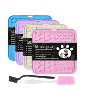 Lick Mat 4-Pack – Suction Pads for DogCat Anxiety, Bathing, Grooming, Slow Feeding