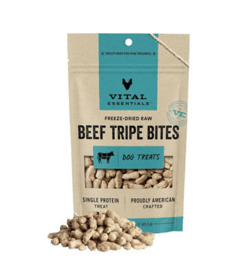 Vital Essentials Beef Tripe Bites – Freeze-Dried, Single Protein Dog Treats, 2.3 oz